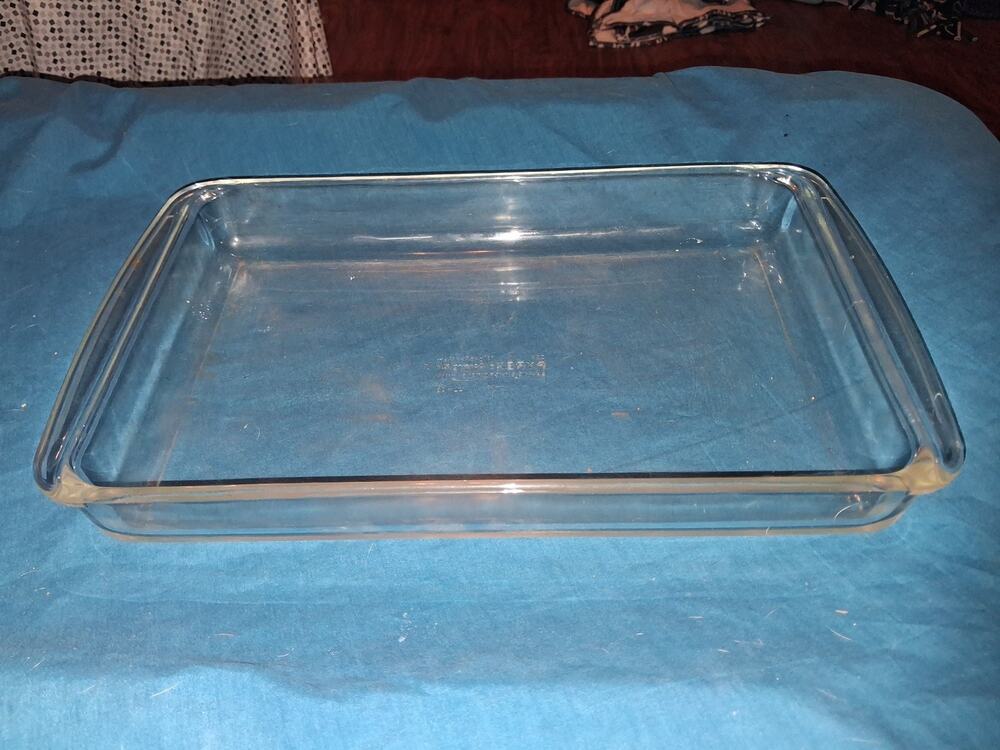 Vintage PYREX Clear Model #233 Casserole Dish 13.5"x8.75x1.75" Wide Handles USA